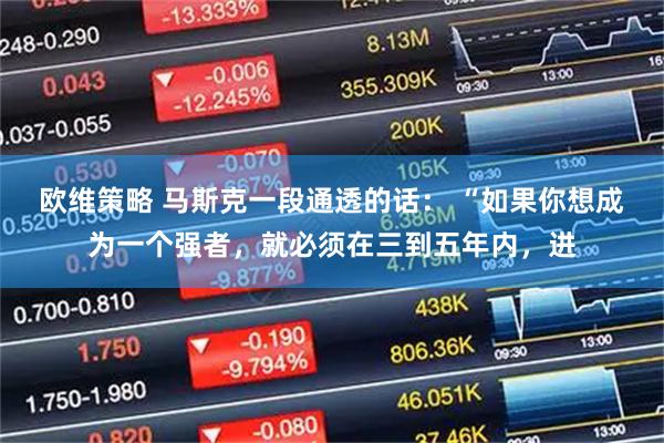 欧维策略 马斯克一段通透的话： “如果你想成为一个强者，就必须在三到五年内，进