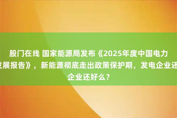 股门在线 国家能源局发布《2025年度中国电力市场发展报告》，新能源彻底走出政策保护期，发电企业还好么？